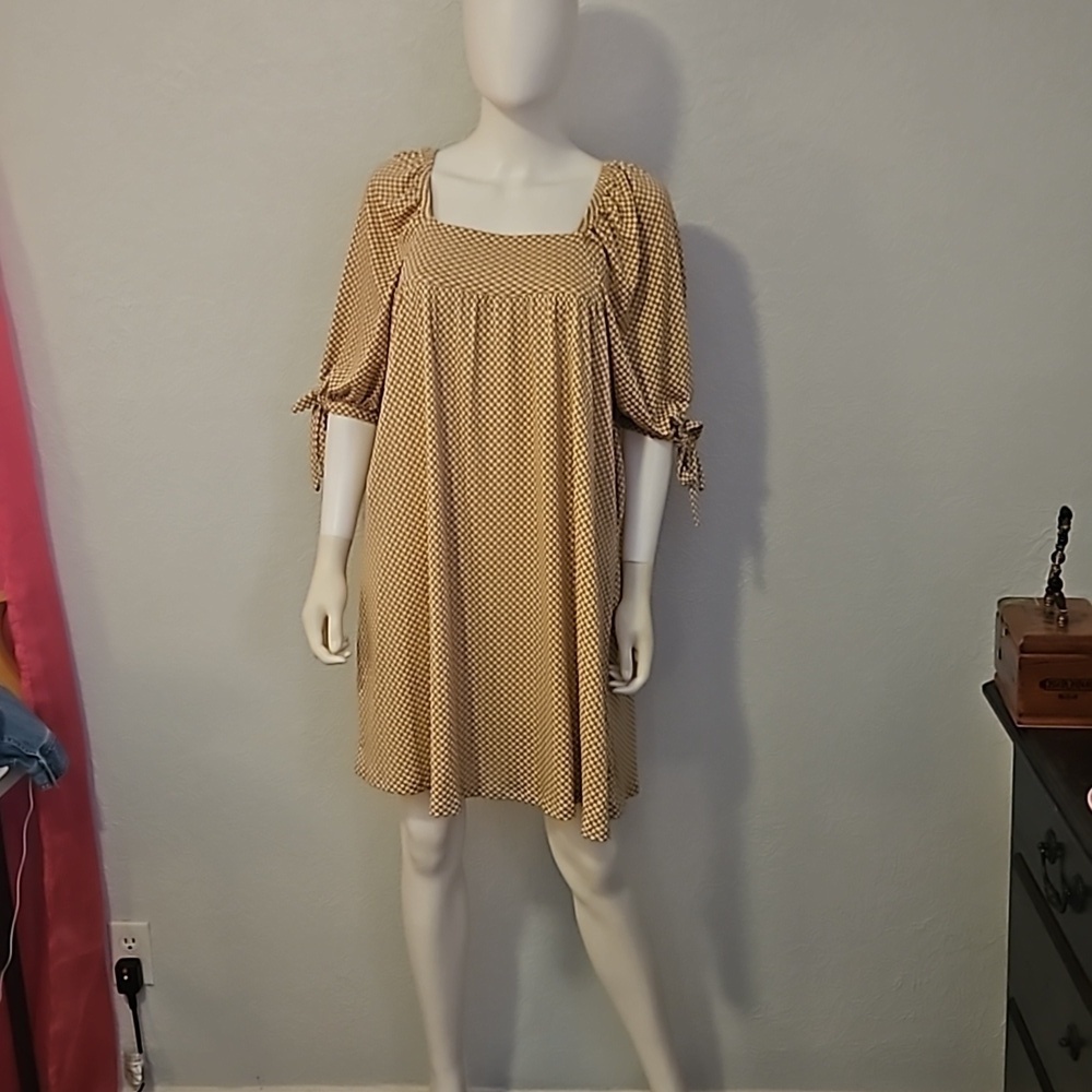 HAYDEN Gingham Check Square Neck Babydoll Swing Dress - Picture 3 of 8